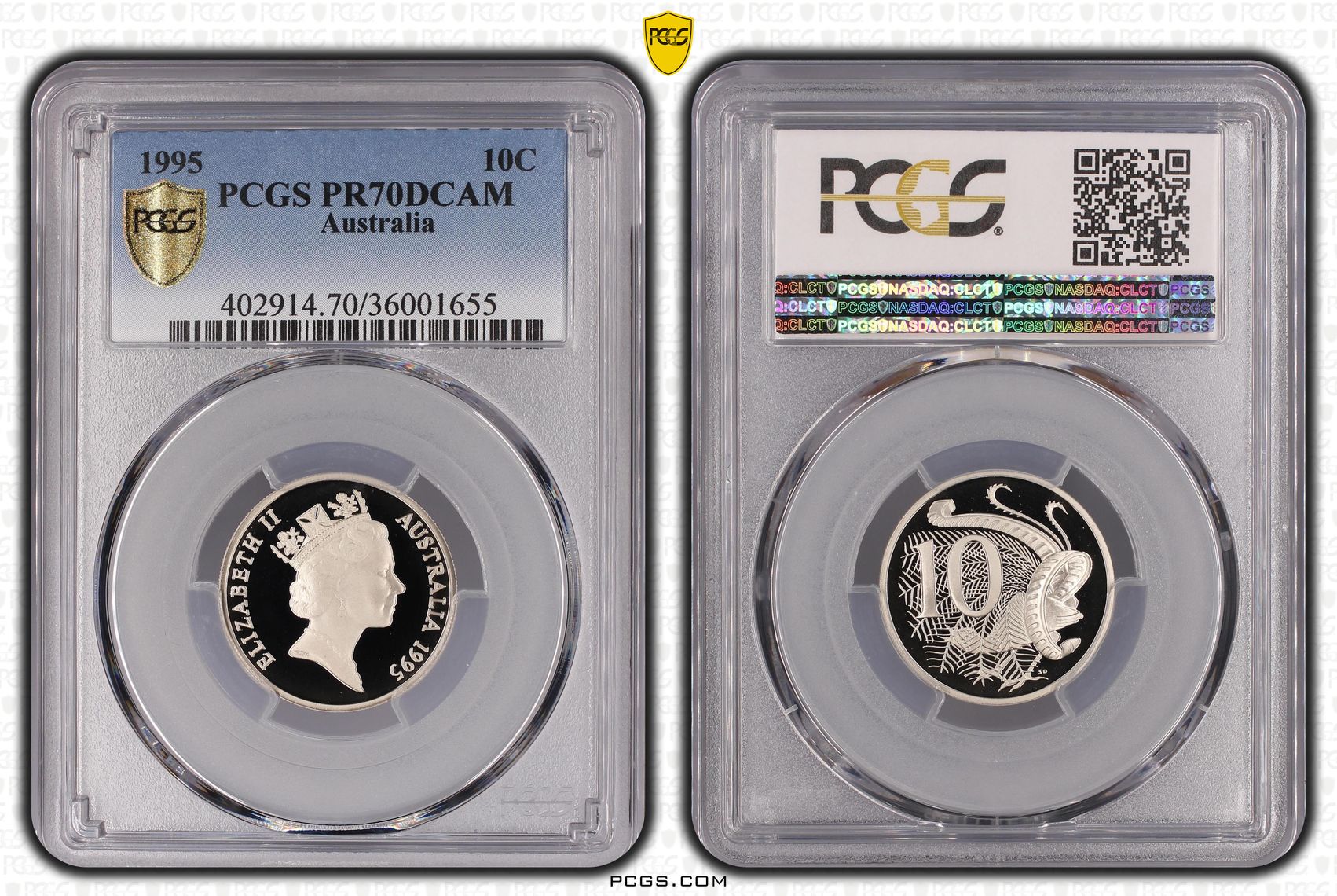 Top pop, Ten Cent, 1995, PCGS PR70DCAM