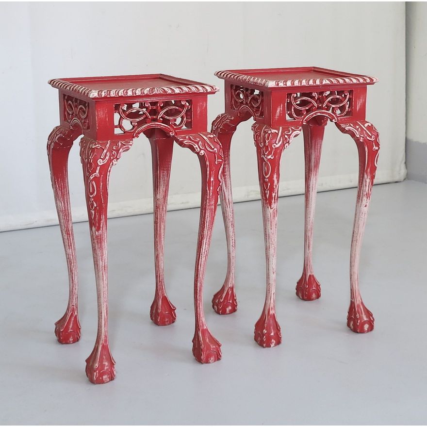 PAIR OF CARVED AND PAINTED STANDS