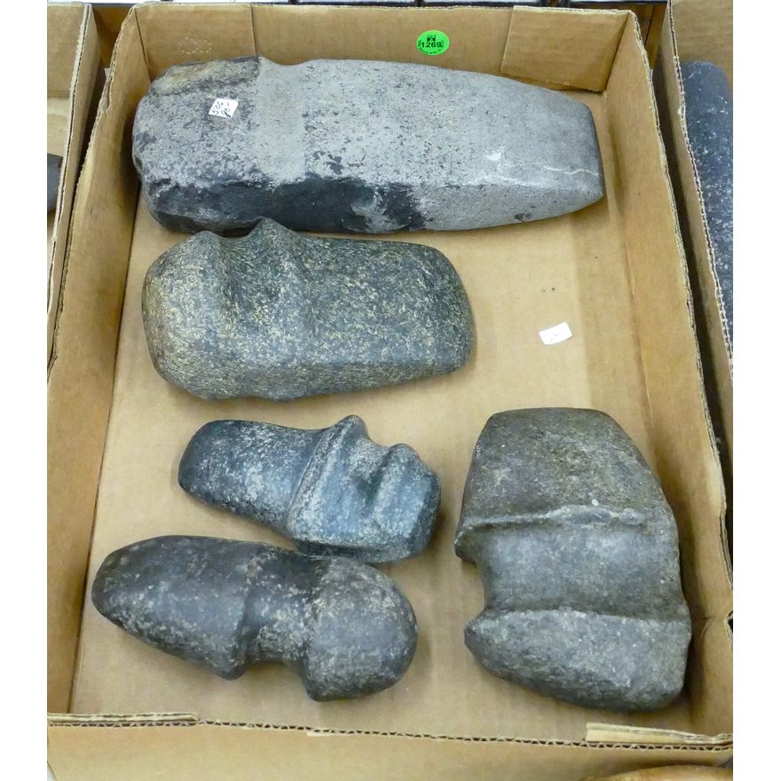 Box 5pc Carved Stone Adze