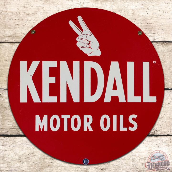 Nice Kendall Motors Oils 24" Double Sided Tin Logo Sign
