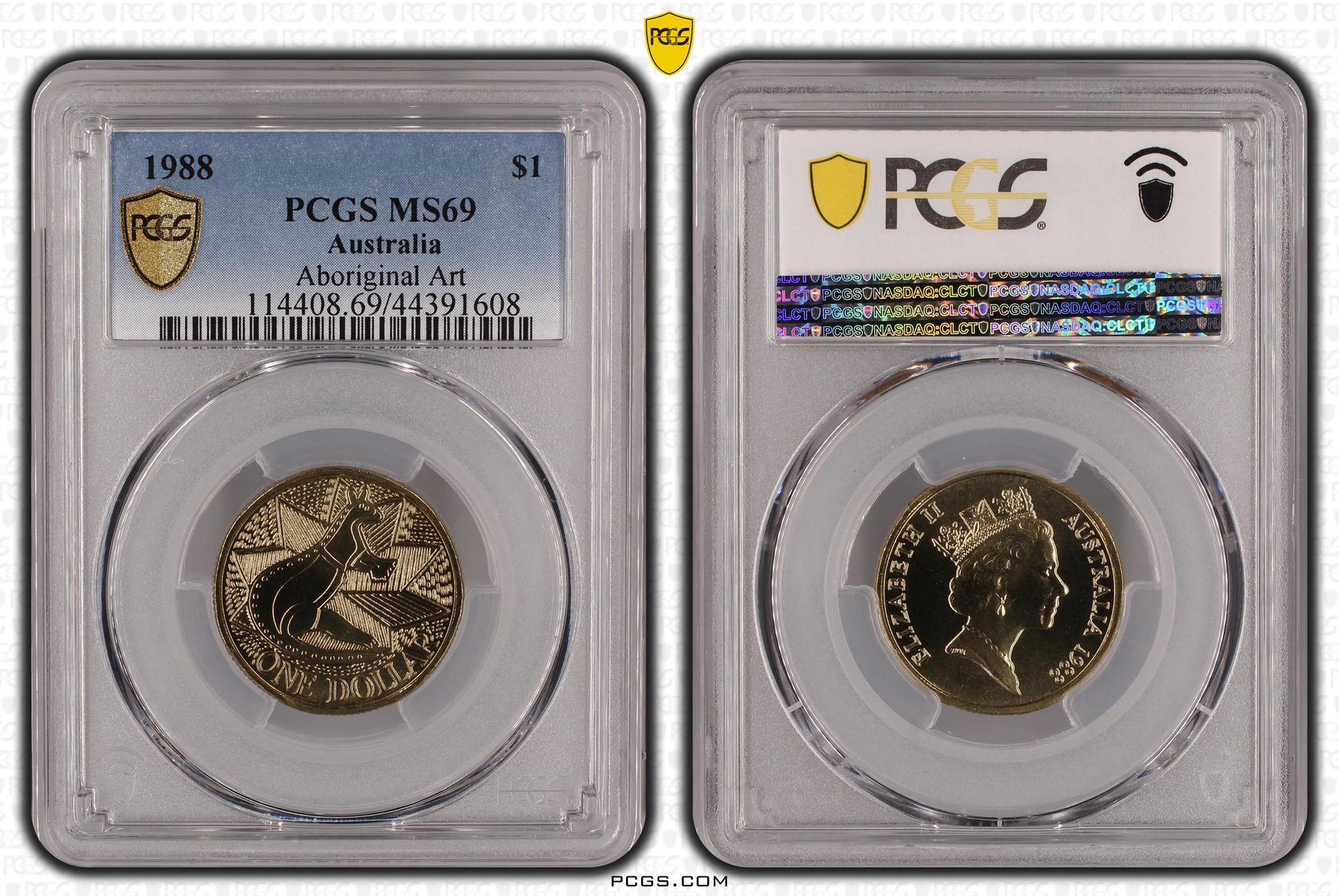 1988 Australia One Dollar, $1 Aboriginal Art - Kangaroo PCGS - MS69 POP 8/0 -608