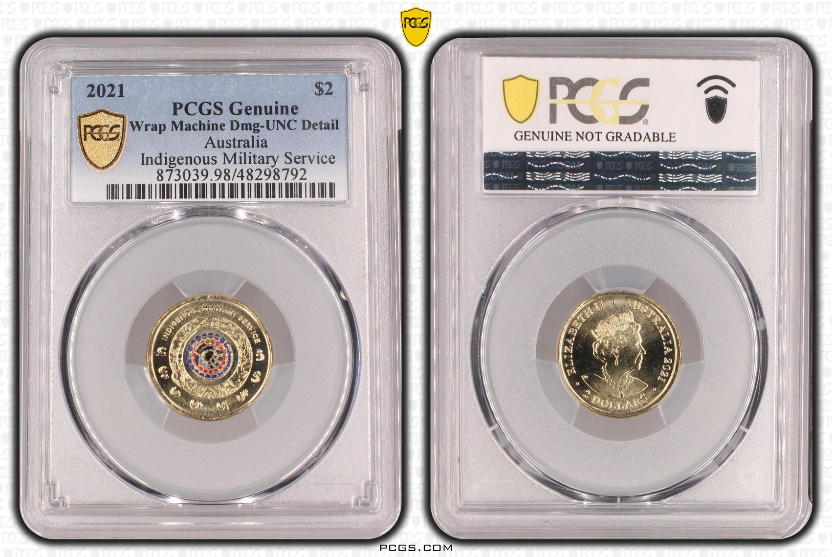 Elizabeth II, Indigenous Military Service , Two Dollar, 2021, PCGS Genuine - UNC Details (98 - Damage)
