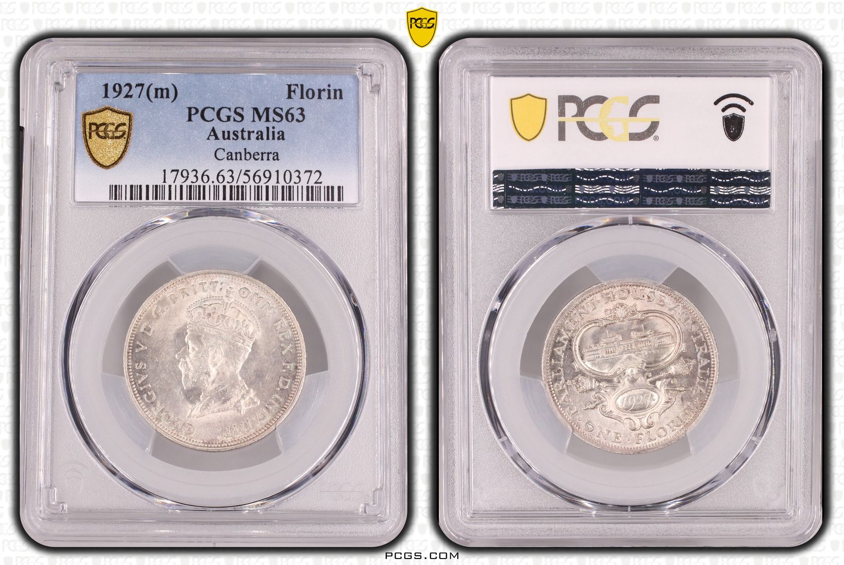 Canberra, Florin, 1927(m), PCGS MS63