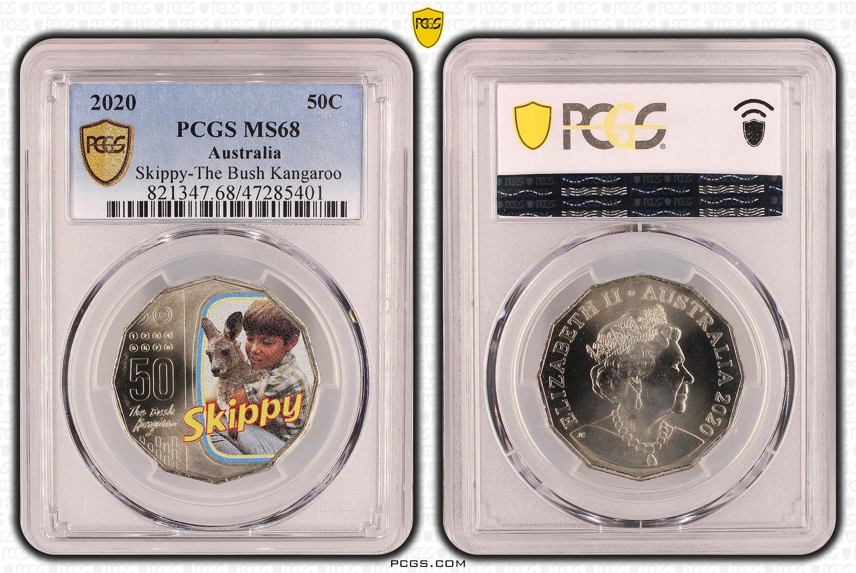 Elizabeth II, Skippy-The Bush Kangaroo, Fifty Cent, 2020, PCGS MS68