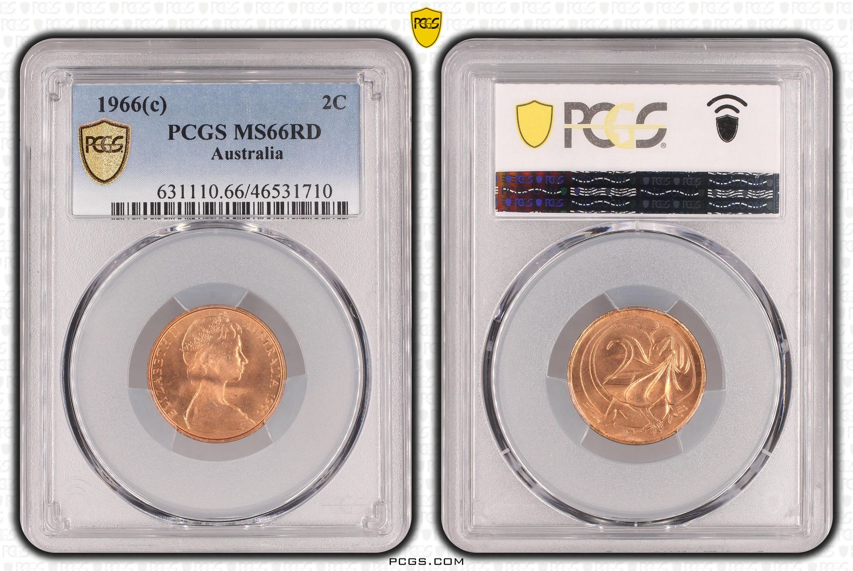 Two Cent, 1966(c), PCGS MS66RD