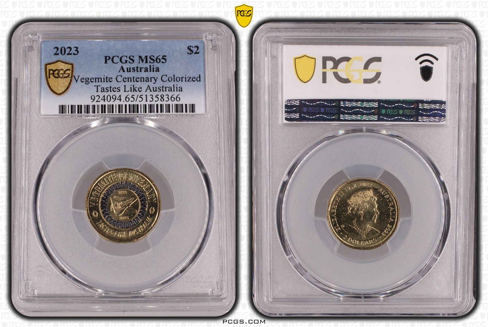 Vegemite Centenary Colorized Tastes Like Australia, Two Dollar, 2023, PCGS MS65