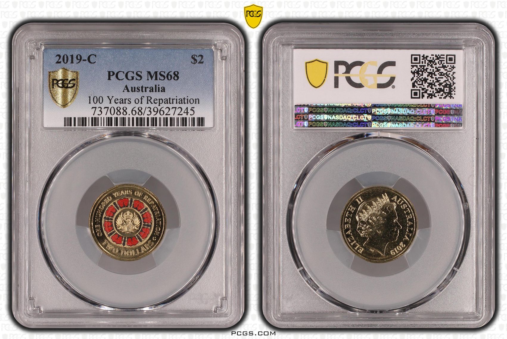 100 Years of Repatriation Colorized, Two Dollar, 2019-C, PCGS MS68