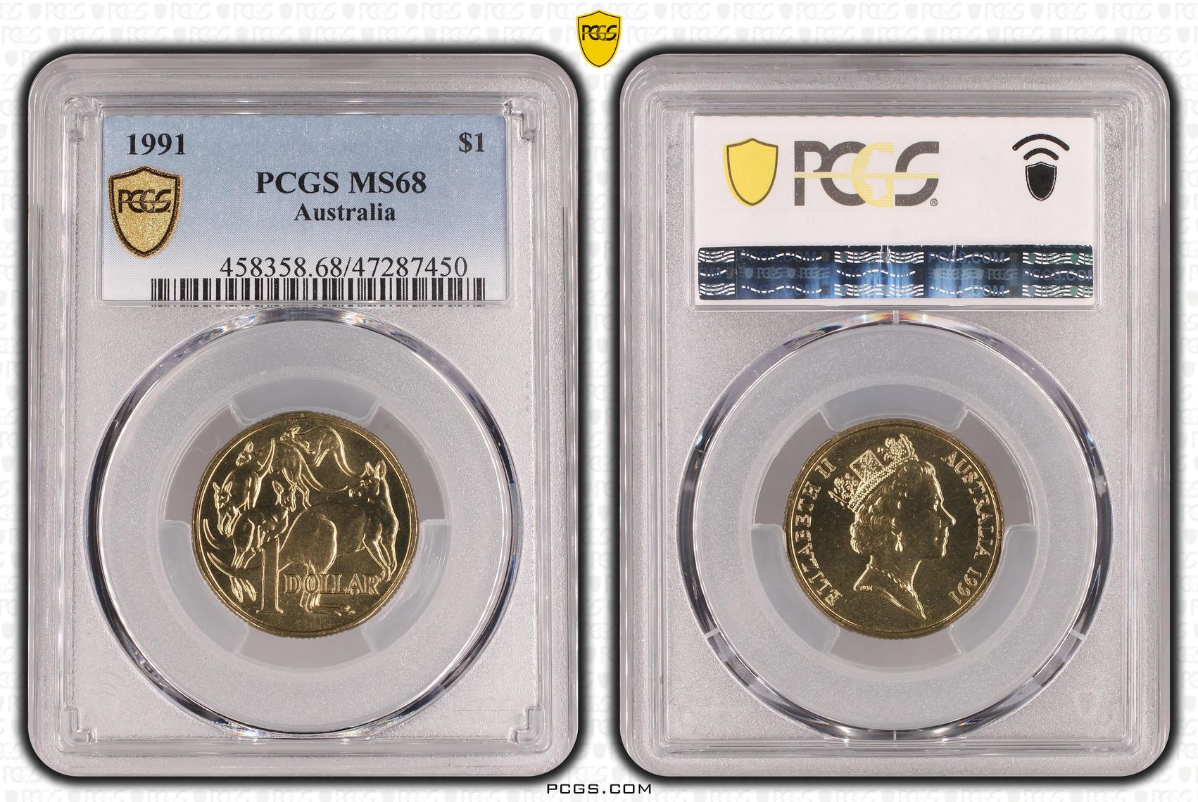 308 · Elizabeth II, One Dollar, 1991, PCGS MS68