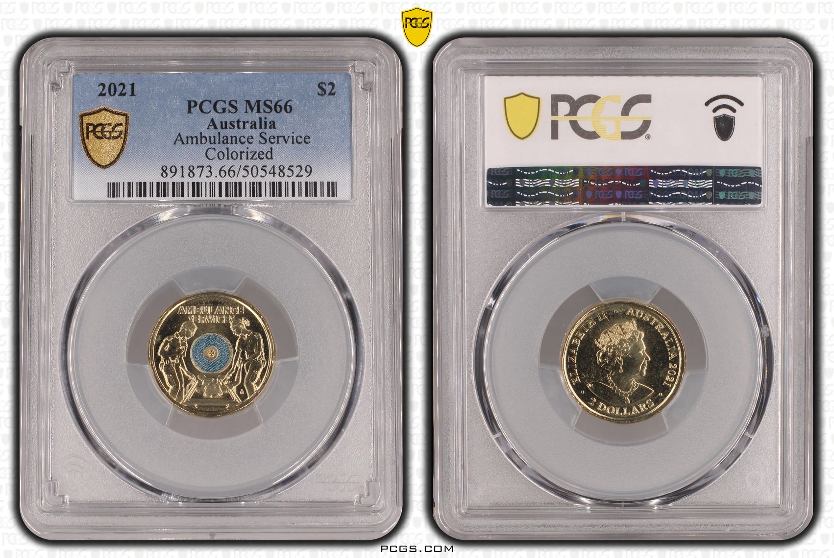 Ambulance Service - Colorized, Two Dollar, 2021, PCGS MS66