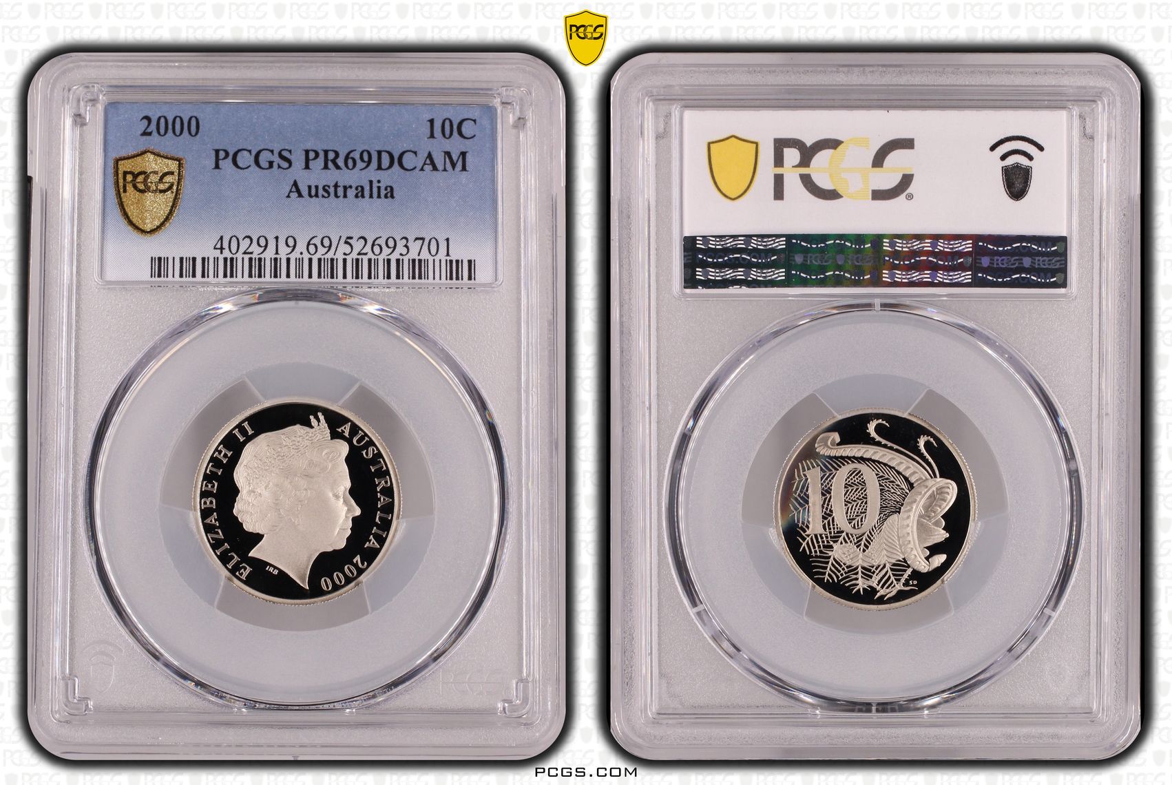 Ten Cent, 2000, Pcgs Pr69dcam