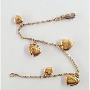9CT GOLD PLATED STERLING SILVER HEART CHARM HAND CHAIN - 51929/11321