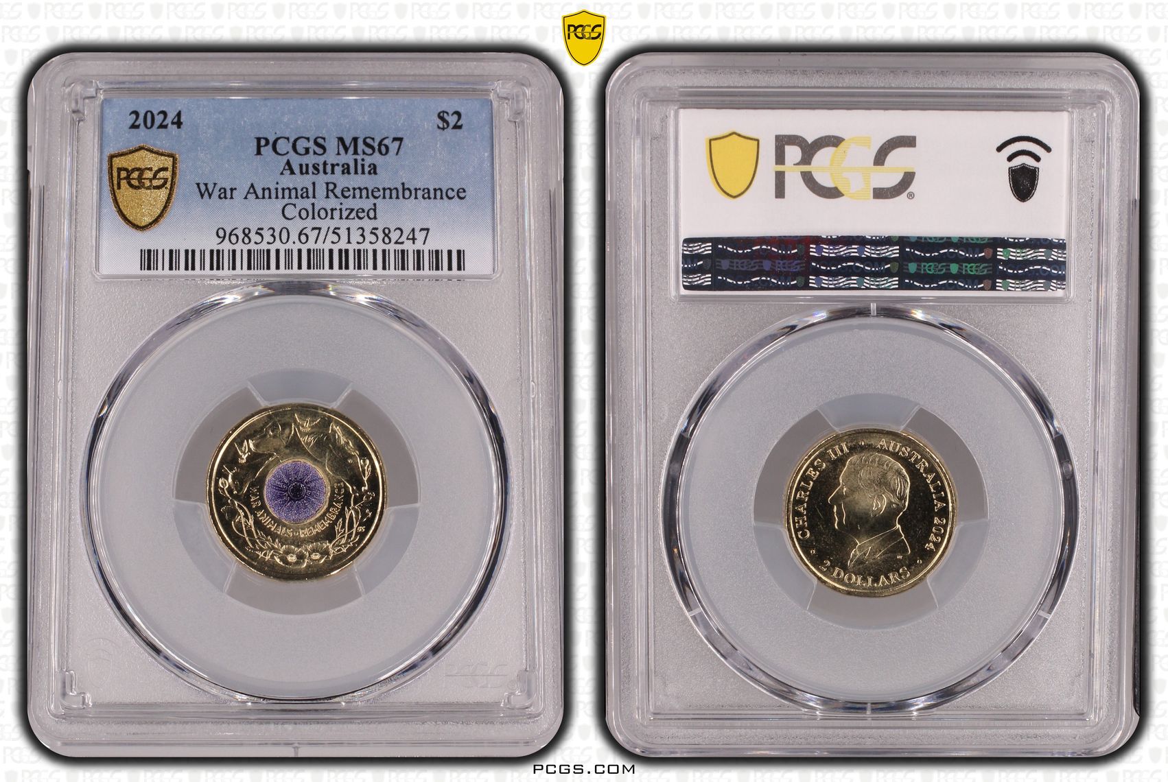 War Animal Remembrance Colorized, Two Dollar, 2024, PCGS MS67
