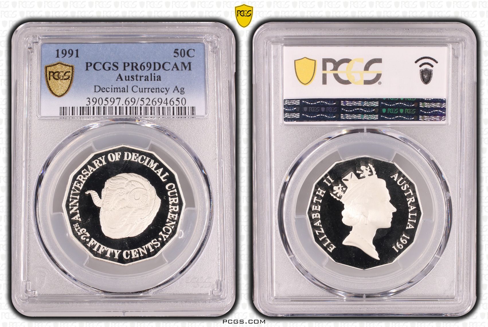 Decimal Currency Silver, Fifty Cent, 1991, PCGS PR69DCAM