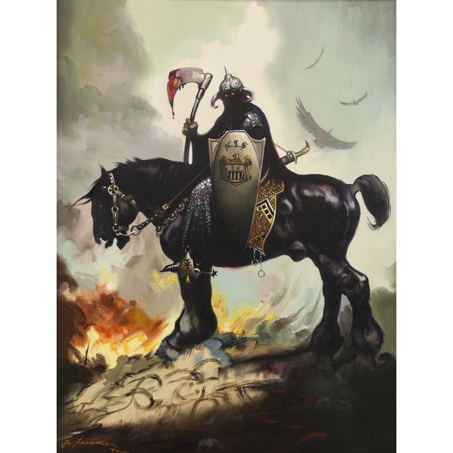 Manner of Frank Frazetta ''Death Dealer'' Oil Painting
