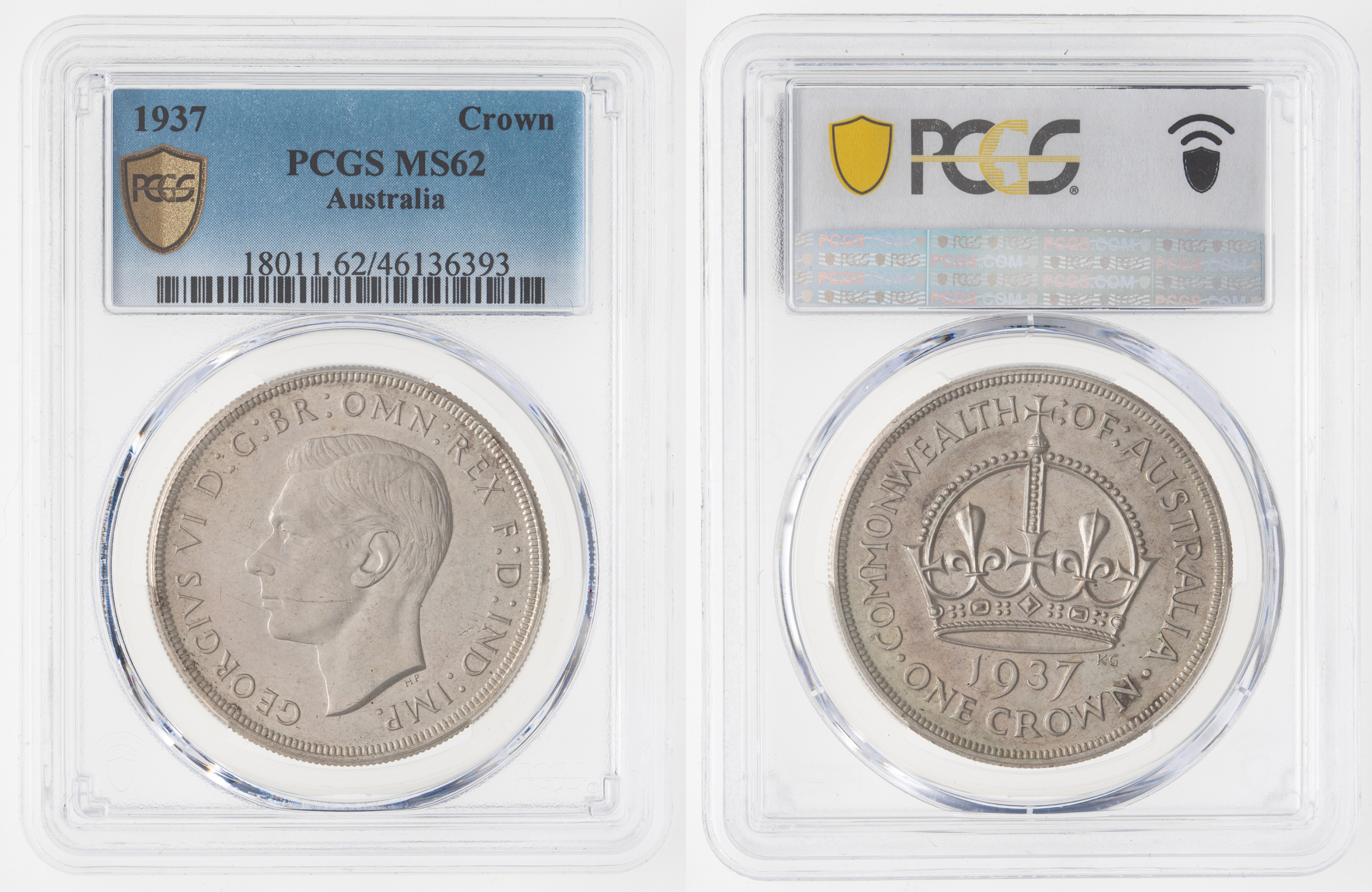 George VI, Crown, 1937, PCGS MS 62