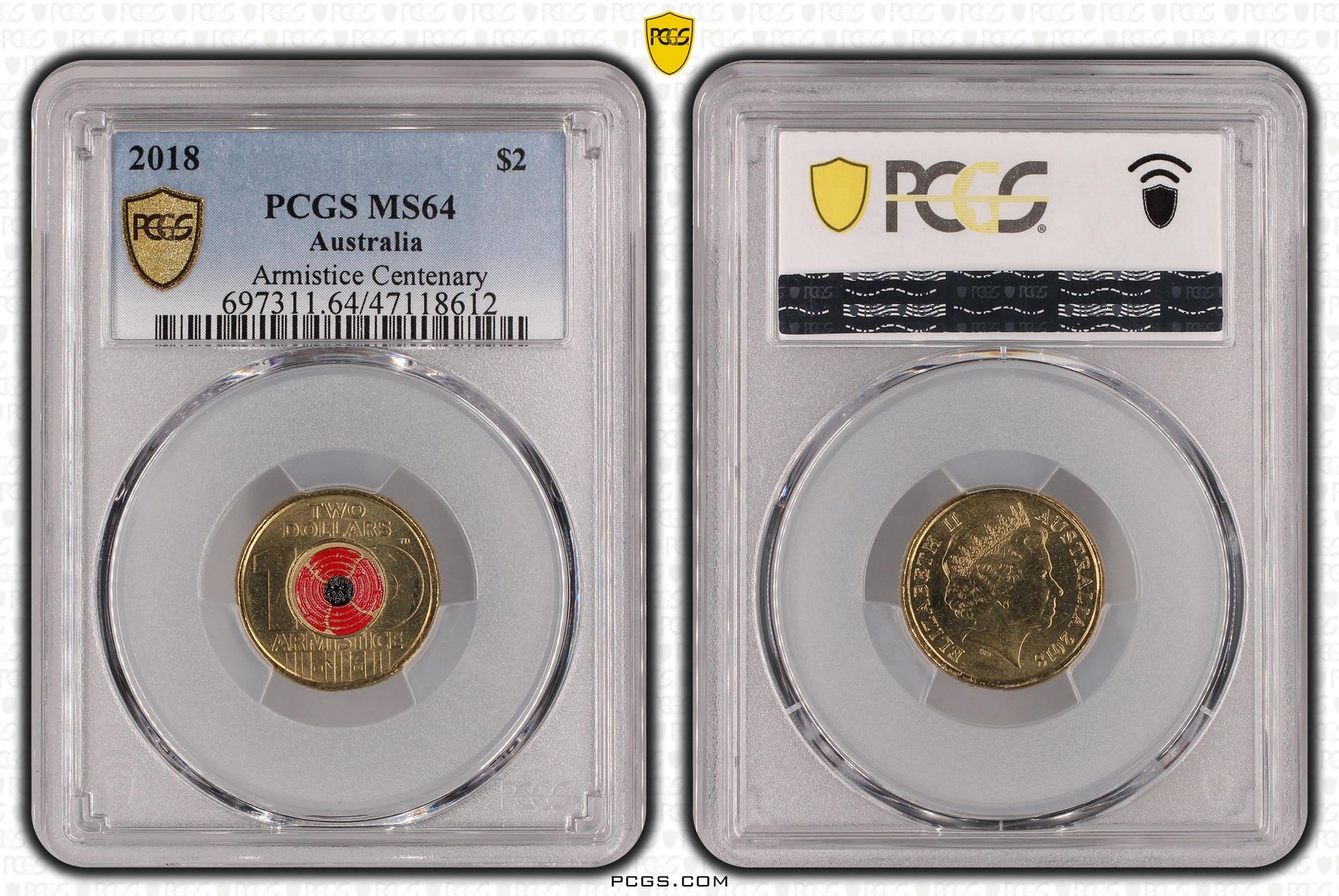 Armistice Centenary Colorized, Two Dollar, 2018, PCGS MS64
