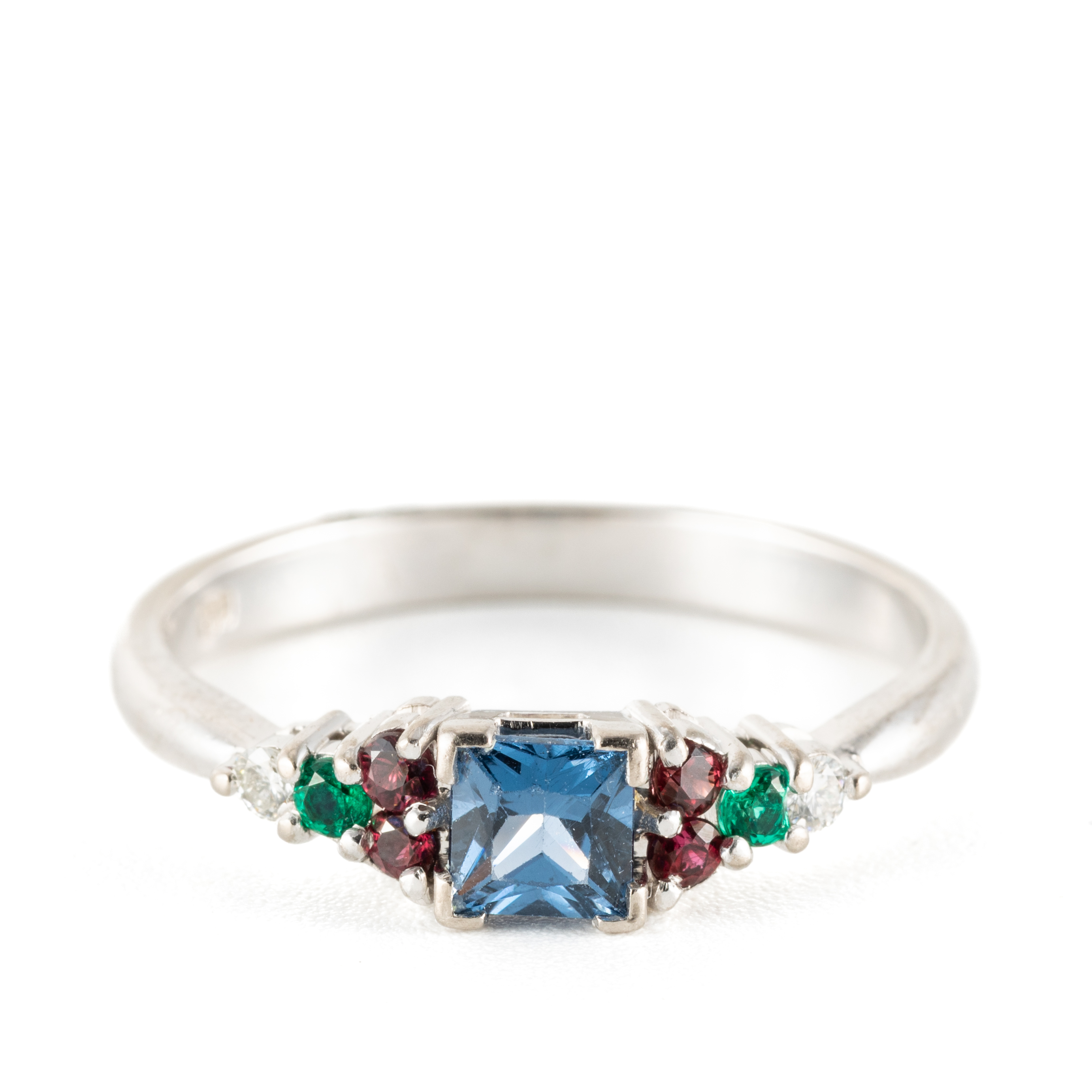 341 · Blue Spinel, Ruby, Diamond Ring 18ct Gold