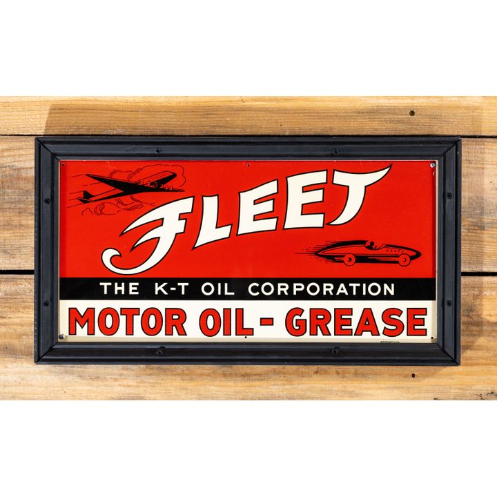Fleet Motor Oil-Greases Single Sided Tin Framed Metal Sign TAC 9.5