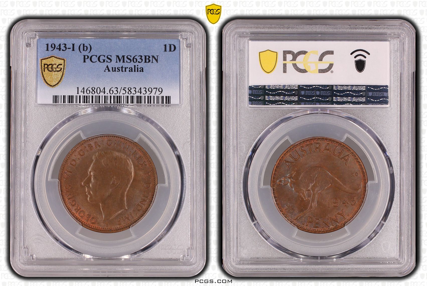 George VI, Penny, 1943-I, PCGS MS63BN