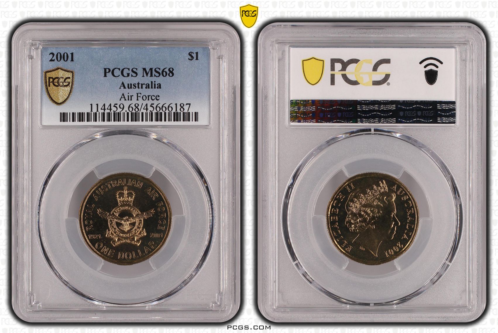 2001 Australia One Dollar, $1 Air Force PCGS - MS68 -187