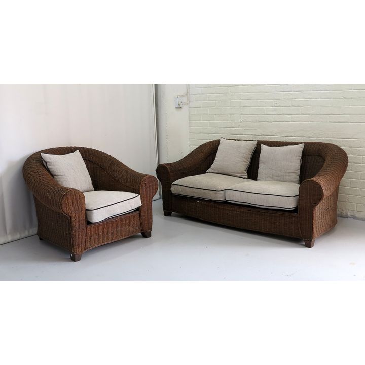 WICKER SOFA AND ARMCHAIR