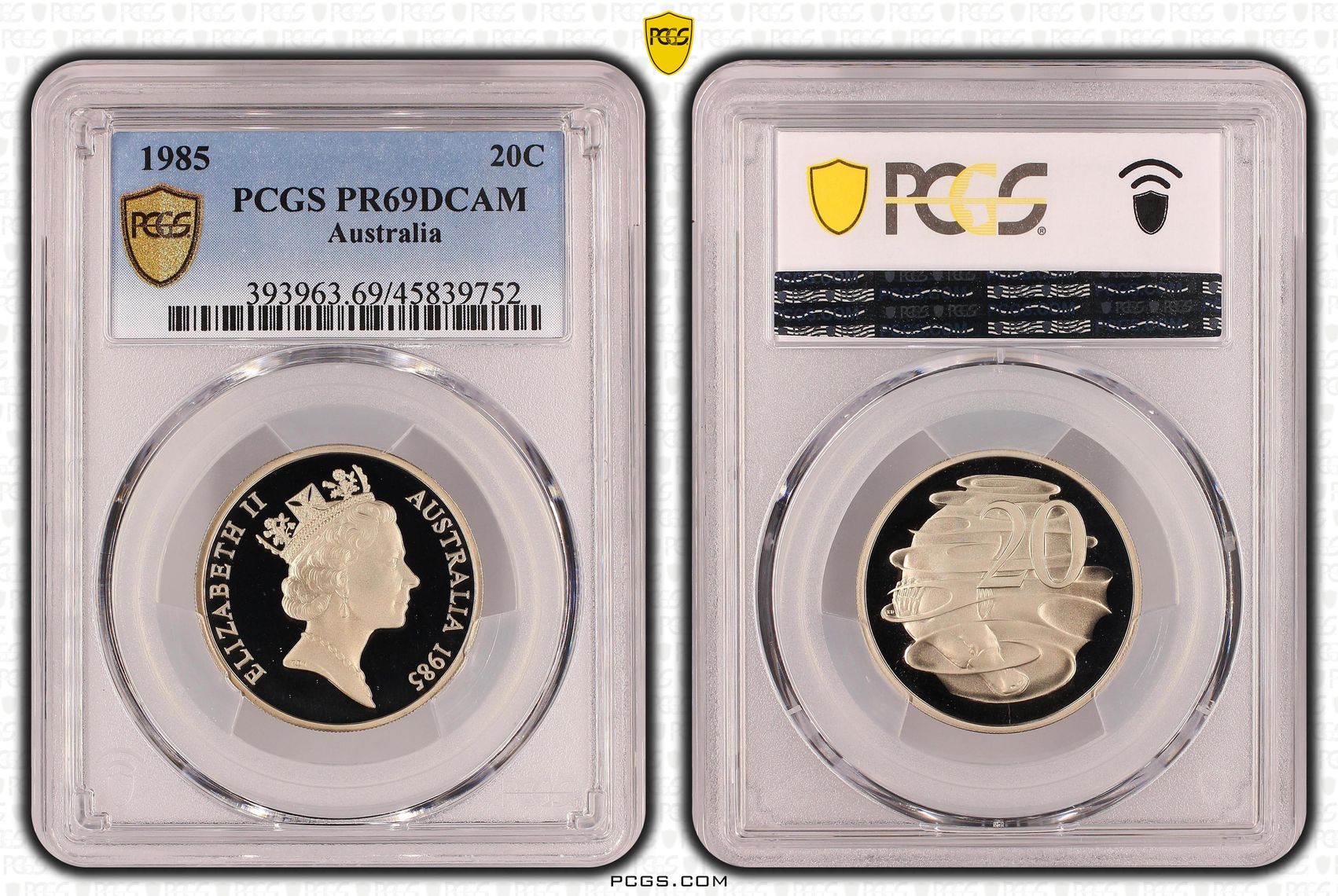 Twenty Cent, 1985, PCGS PR69DCAM
