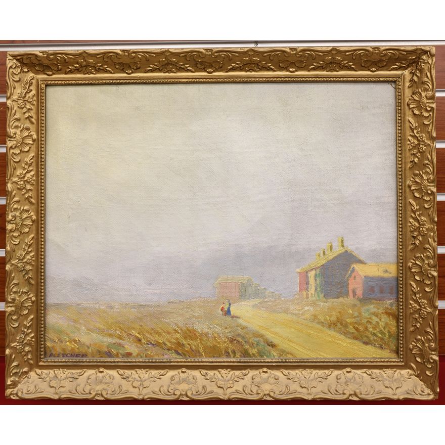 Stuart Leighton Fletcher (CA) ''Path to Town'' Oil Painting Framed