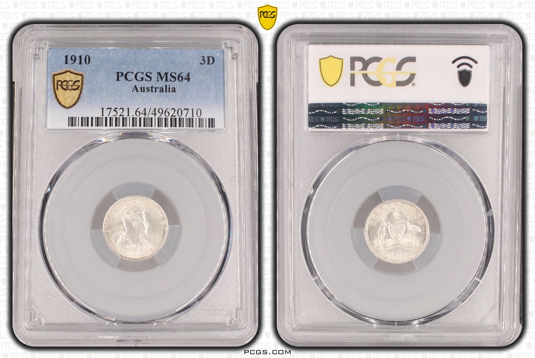 Edward VII, Threepence, 1910, PCGS MS64