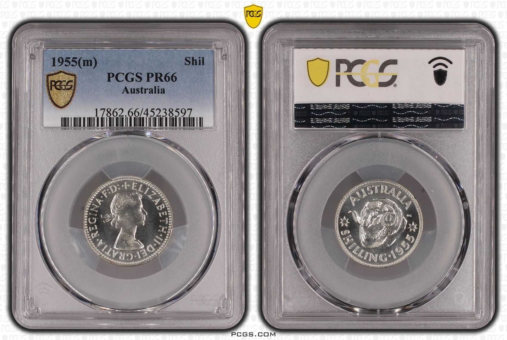 1955(m) Australia Shilling Proof PCGS - PR66 -597