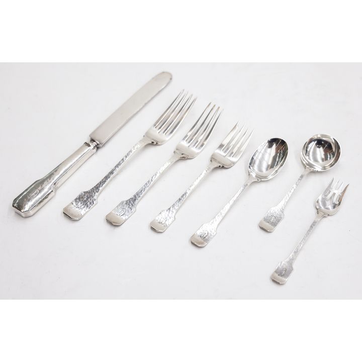 98pc Shreve & Co. Hammered Sterling Flatware Service