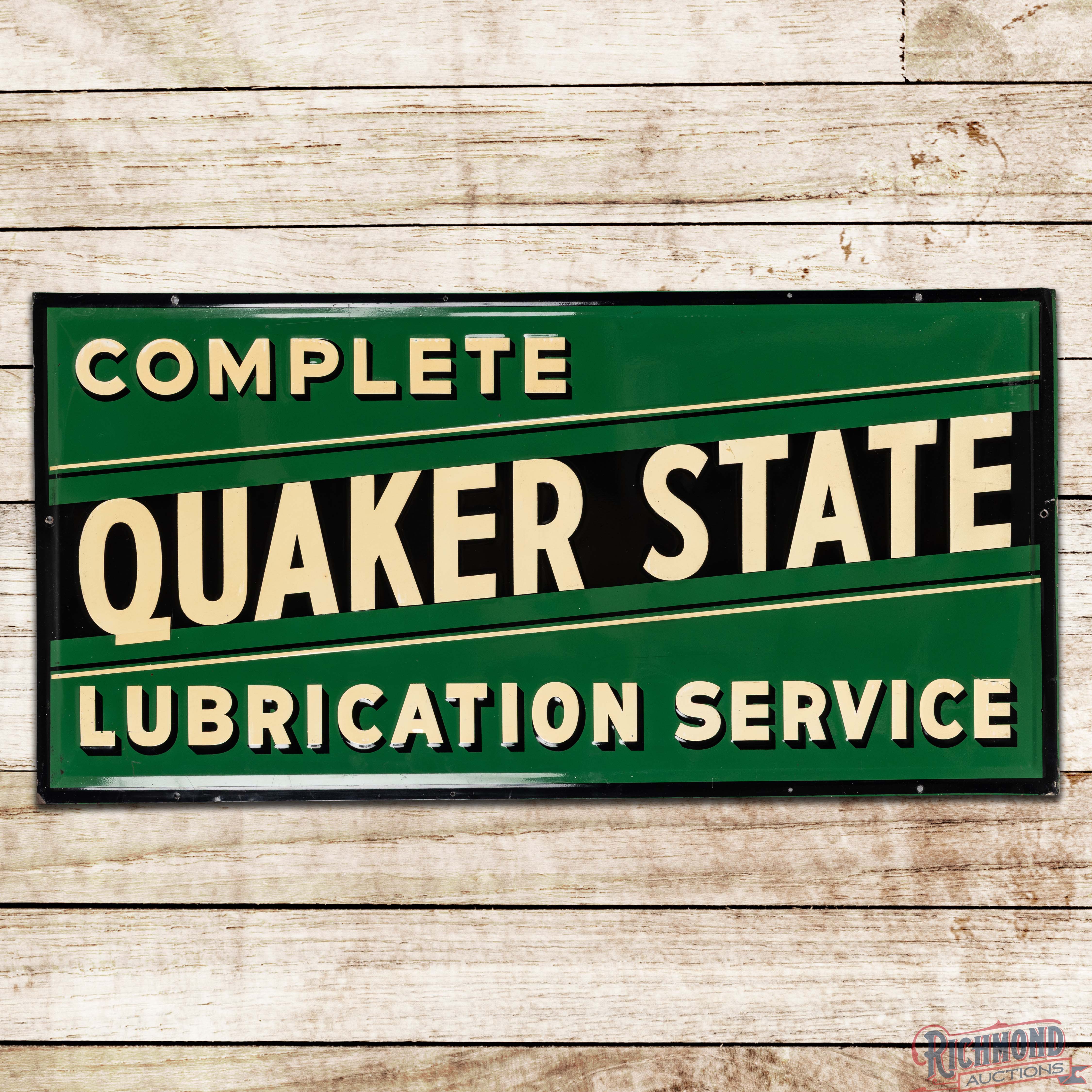 Complete Quaker State Lubrication Service 4' Emb. Single Sided Tin Sign ...