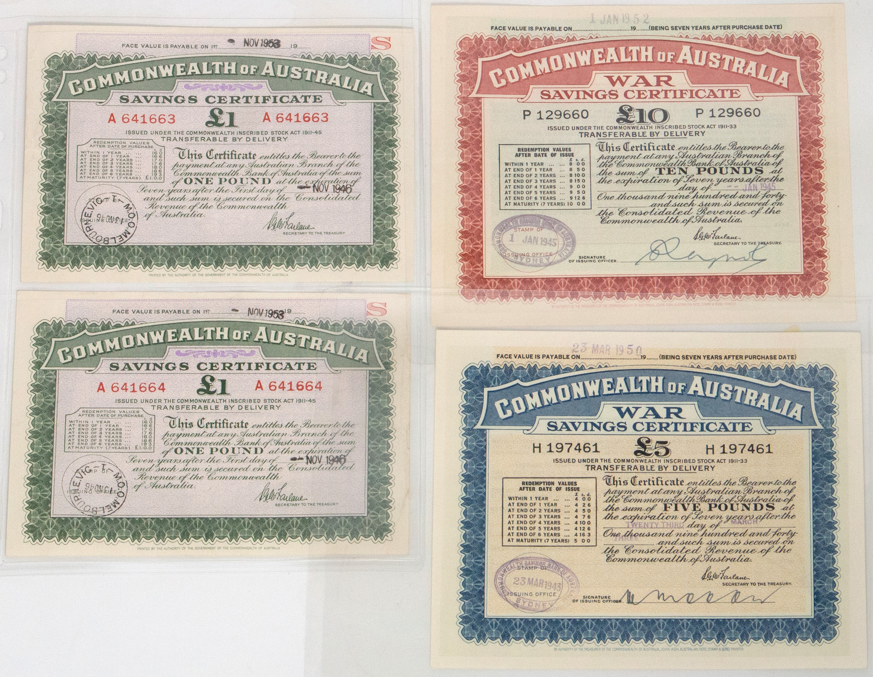 War Savings Certificates, 1943 - 1946, UNC