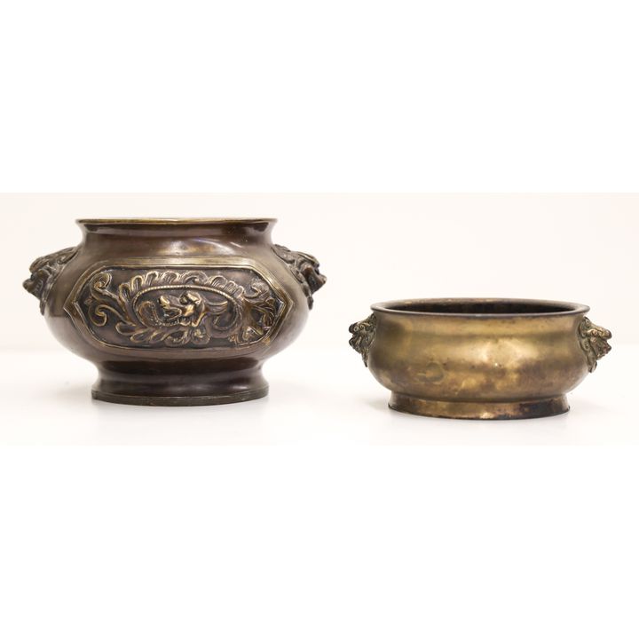 2pc Chinese Bronze Handled Censers