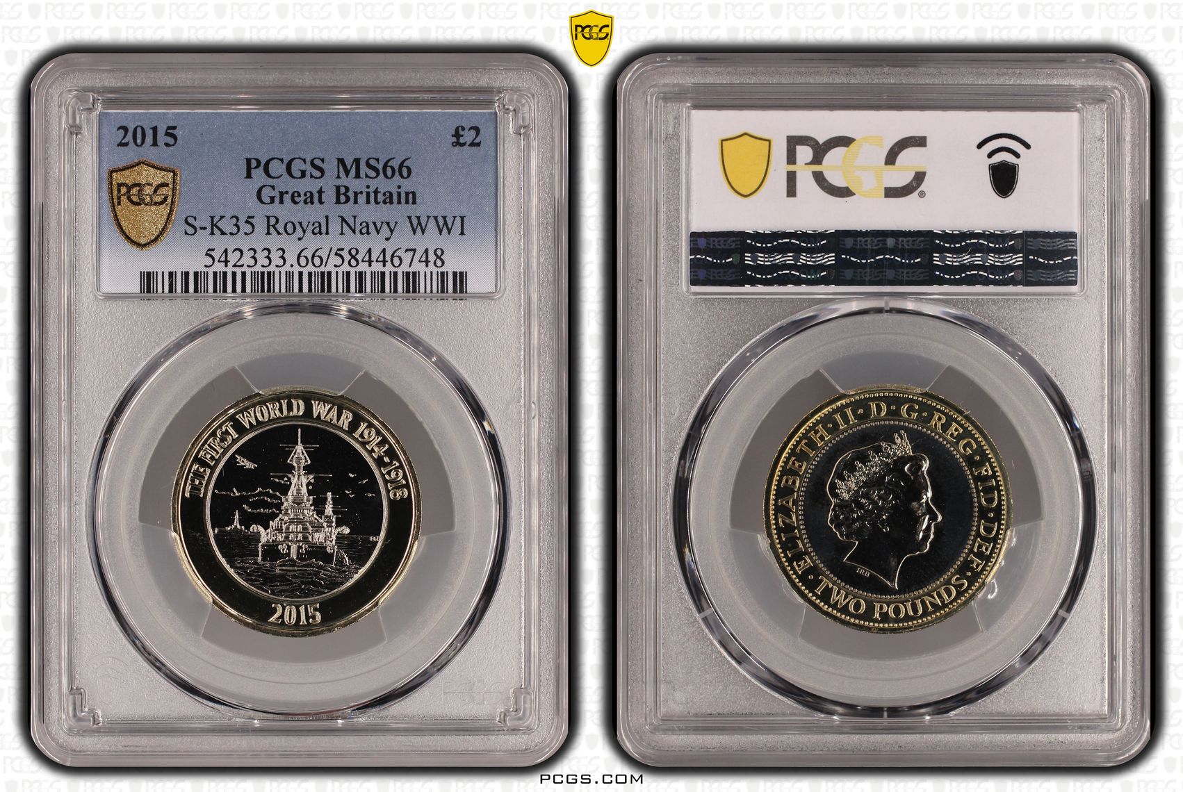 Great Britain, Elizabeth II, S-K35 Royal Navy WWI, 1/0, Two Pound, 2015, PCGS MS66
