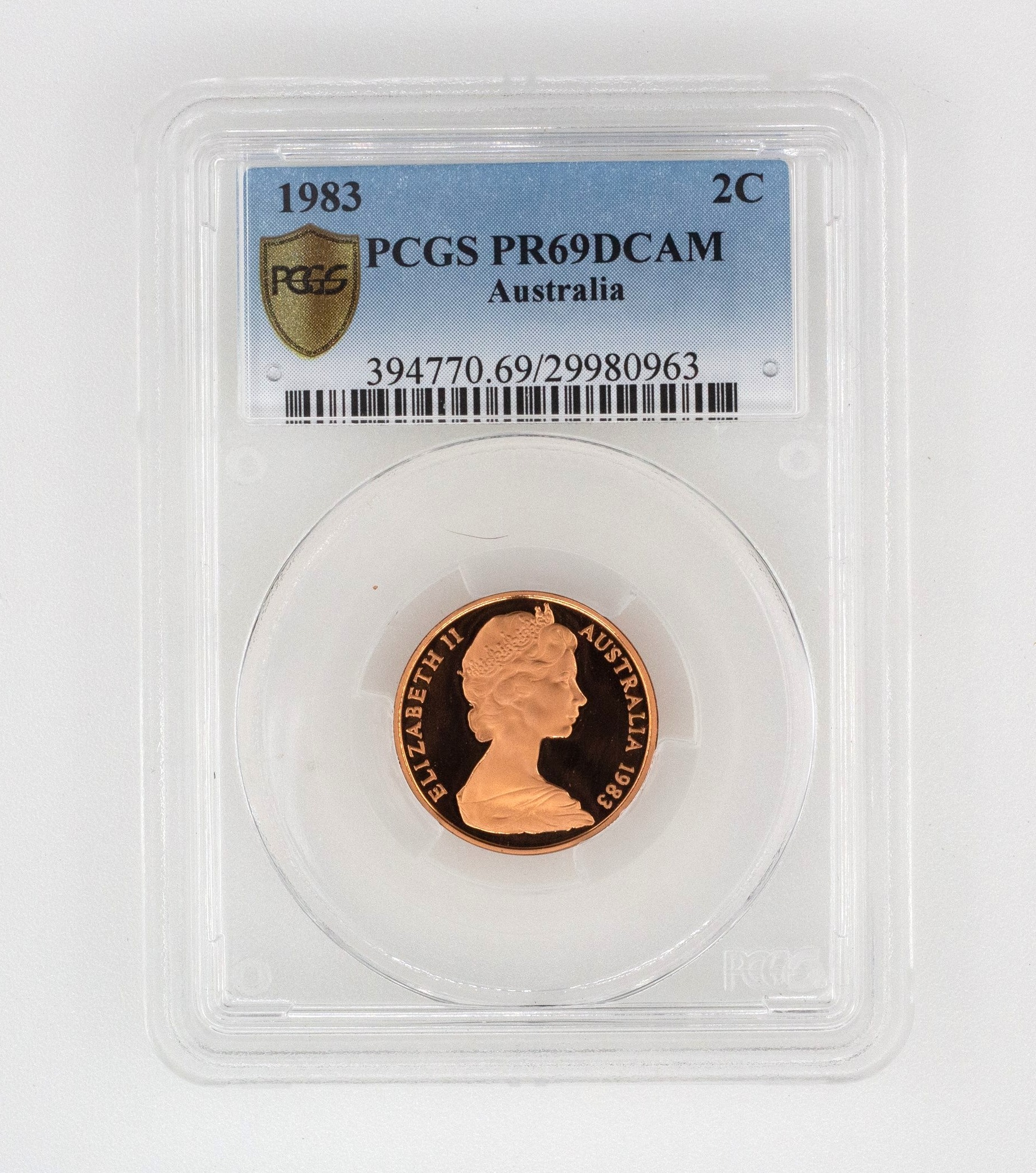 154 · Elizabeth II, Two Cent, PR69DCAM , 1983