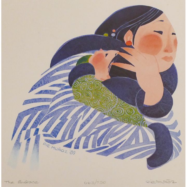 Rie Munoz ''The Embrace'' 1989 Signed Print 12.75'' x 12.75'' Sheet.