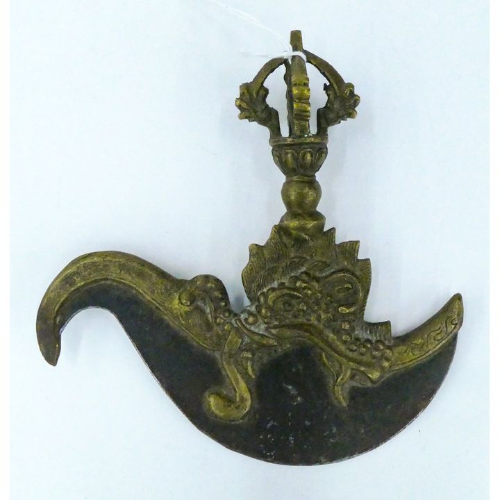 Old Tibetan Brass Kartika Ritual Knife 7''