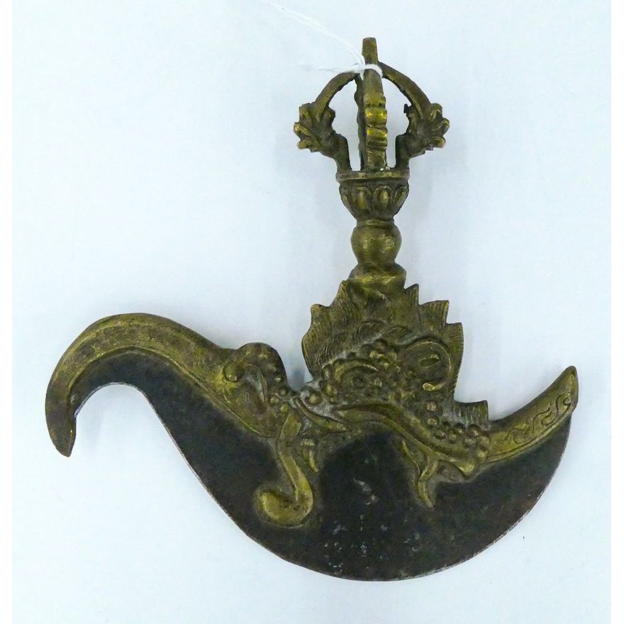 Old Tibetan Brass Kartika Ritual Knife 7''