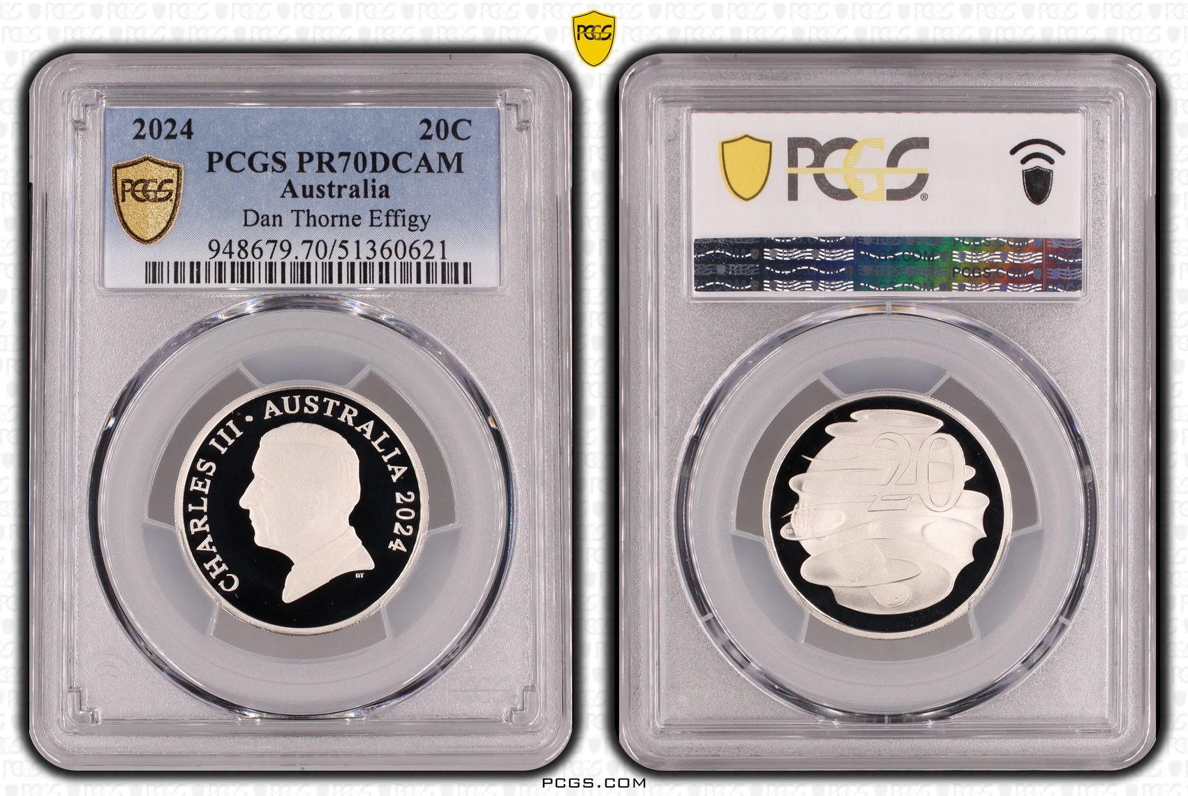 Dan Thorne Effigy, Twenty Cent, 2024, PCGS PR70DCAM