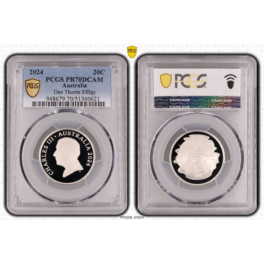 Dan Thorne Effigy, Twenty Cent, 2024, PCGS PR70DCAM