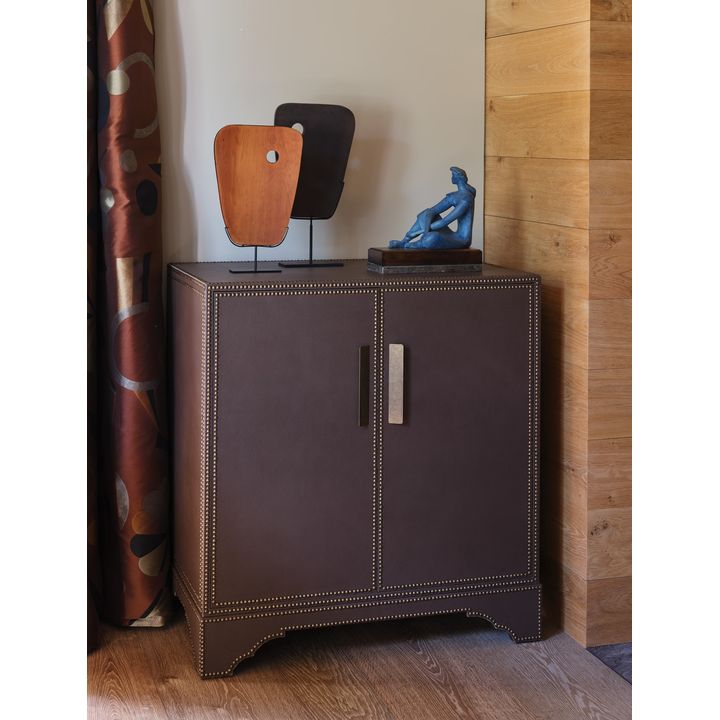 Leather and brass television cabinet