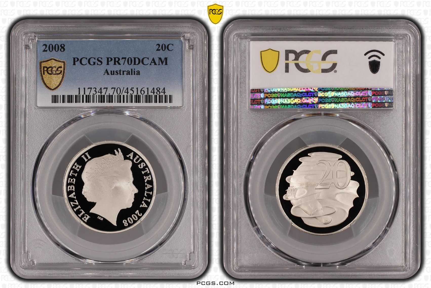 Elizabeth II, Twenty Cent, 2008, PCGS PR 70DCAM
