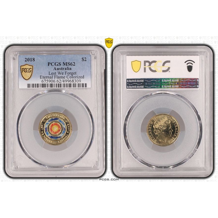 Lest We Forget - Eternal Flame Colorized, Two Dollar, 2018, PCGS MS62