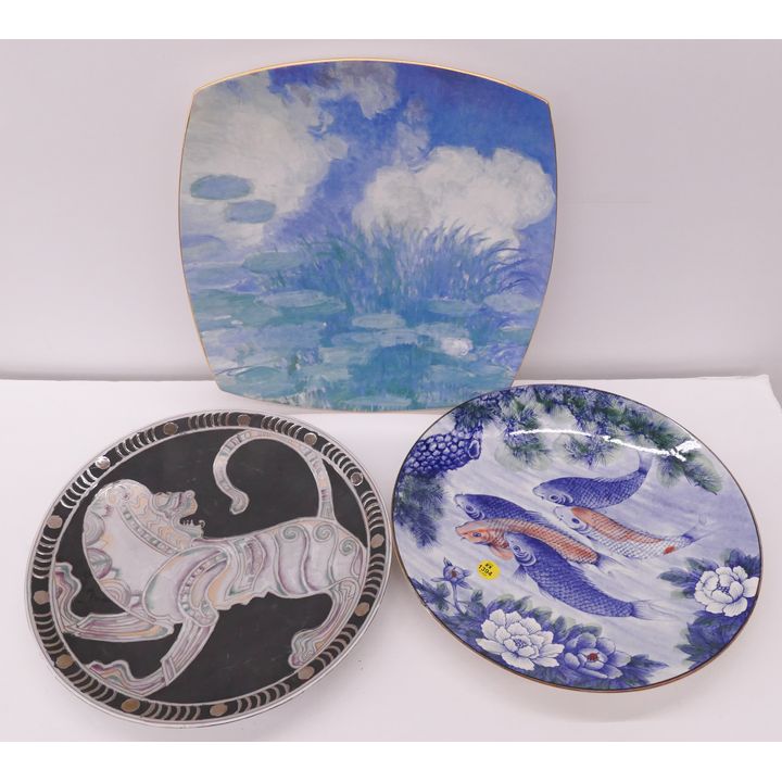 3pc Decorative Ceramic Chargers- largest 13.5''