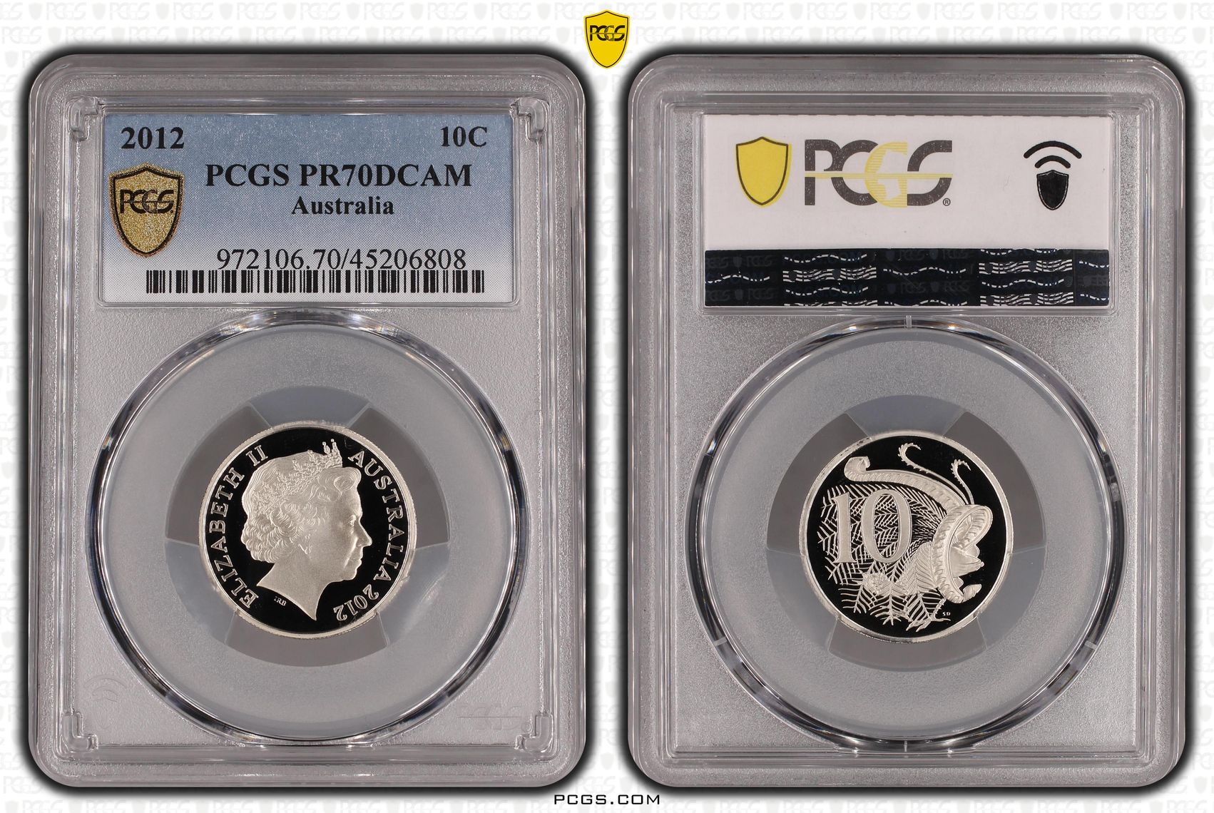 Elizabeth II, Ten Cent, 2012, PCGS PR 70DCAM