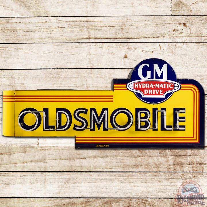 Exceptional 6' Oldsmobile GM Hydra-Matic Drive Multi-Piece DS Porcelain Neon Sign