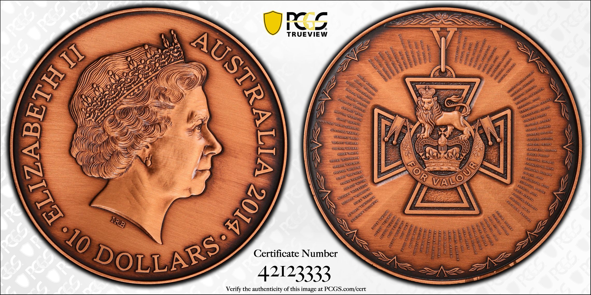 430 · Victoria Cross, POP 12/0, One Dollar, 2014, PCGS SP69