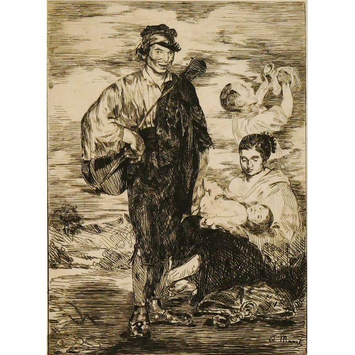 Edouard Manet ''Les Gitanos'' Etching on Wove Paper 16''x11'' Sheet