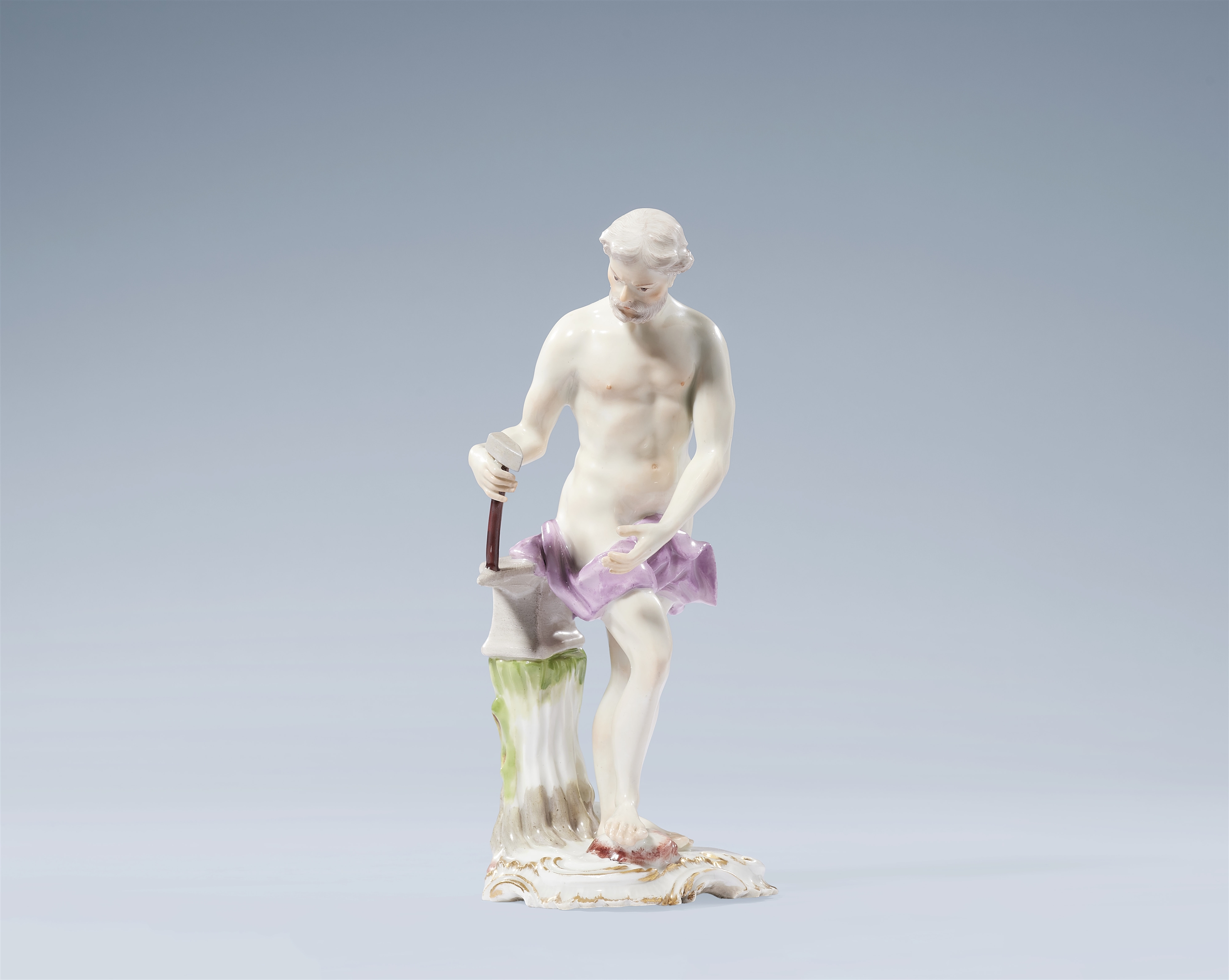 A Ludwigsburg porcelain figure of Vulcan from the series of standing gods by Johann Wilhelm Götz