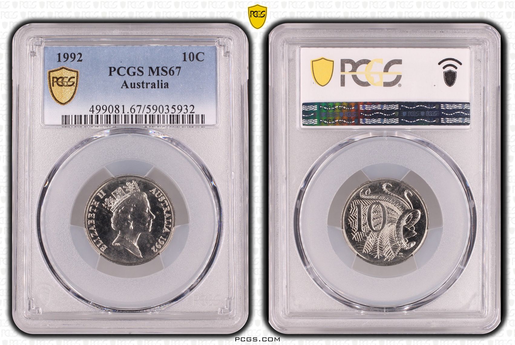 Ten Cent, 1992, PCGS MS67